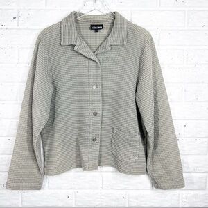 VTG NANETTE KELLER 100% Cotton Large Waffle Knit button down Long Sleeve Top